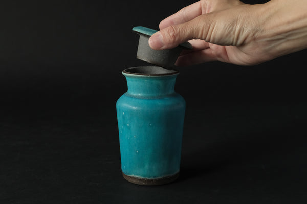 Turquoise Blue Lidded Bottle