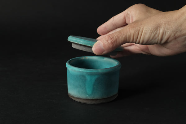 Turquoise Blue Salt Pot